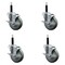 Service Caster 4'' Gray Poly Swivel 3/4'' Expanding Stem Caster Set with Brake, 4PK SCC-EX20S414-PPUB-TLB-34-4 - alternate 1